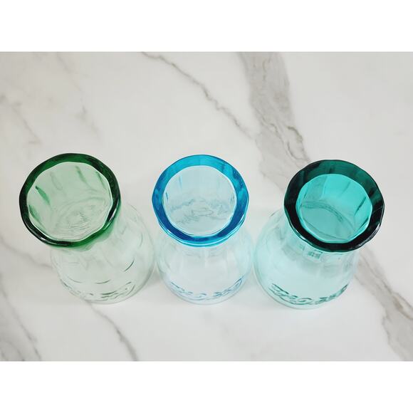 Coca Cola Drinking Glasses Embossed Logo 16oz Glass Tumblers Turquoise Green x3 - Picture 11 of 12